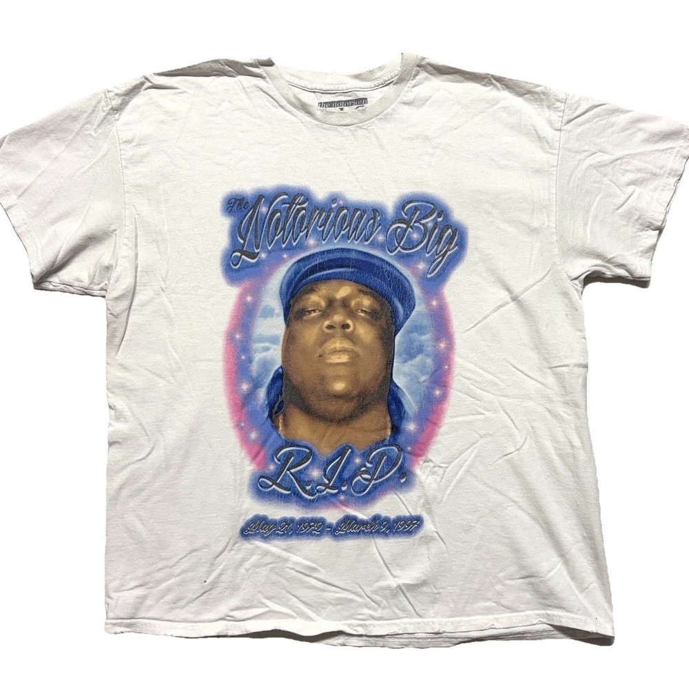 Notorious BIG Biggie Vintage Retro Rap Tee T-Shirt RIP Airbrush Graphic Sz L/XL